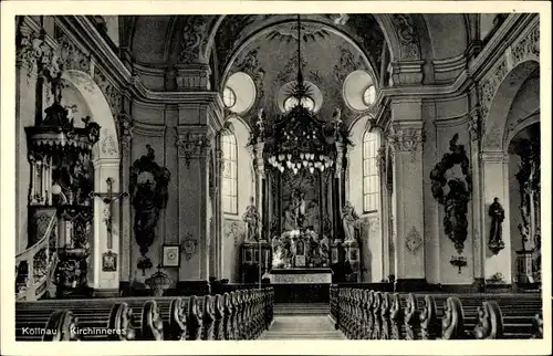 Ak Kollnau Waldkirch, Innenansicht der Kirche, Altar, Kanzel, Gebetsbänke