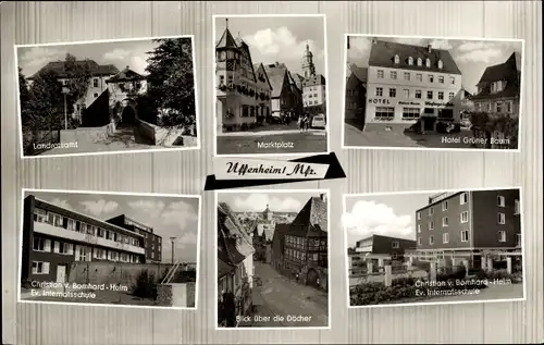 Ak Uffenheim in Mittelfranken, Christian v. Bomhard Heim, Ev. Internatsschule, Hotel Grüner Baum