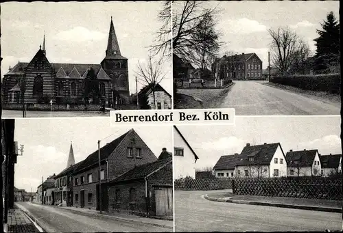 Ak Berrendorf Elsdorf im Rheinland, Kirche, Ort, Straßenpartie, Kaufhaus