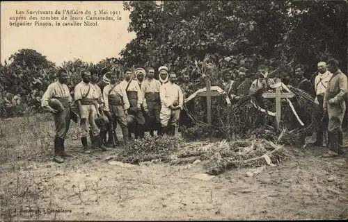 Ak Campagne du Maroc 1907-1911, Survivants de l'attaque du 5 Mai, Tombes