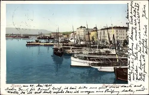 Ak Rijeka Fiume Kroatien, Schiffe im Hafen