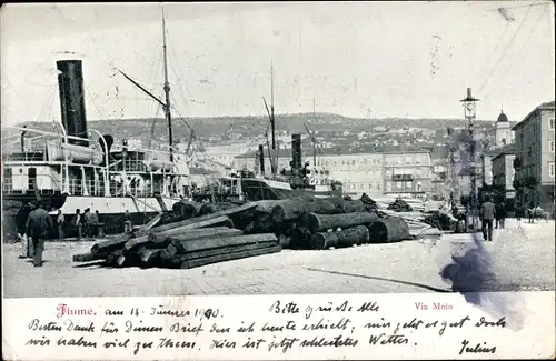 Ak Rijeka Fiume Kroatien, Partie im Hafen