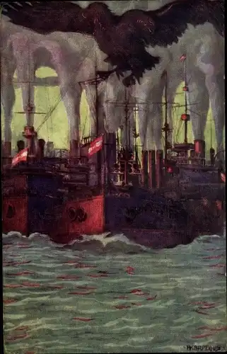 Künstler Ak Karpellus, A., Österreichische Kriegsschiffe, BKWI