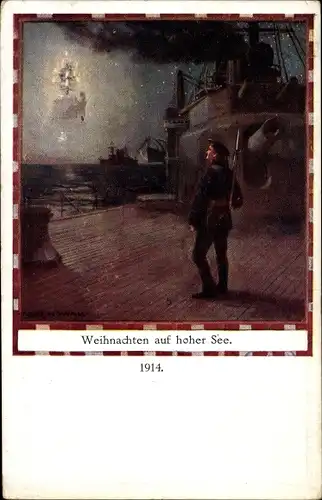Ak Glückwunsch Weihnachten, Österreichisches Kriegsschiff, Seemann, Weihnachten auf hoher See