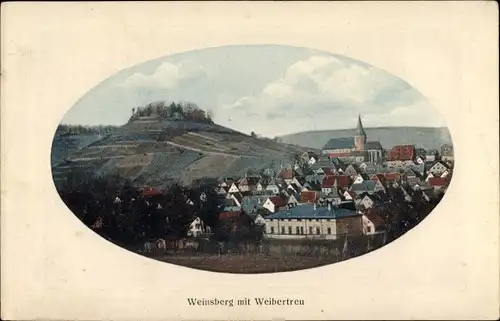 Präge Passepartout Ak Weinsberg im Kreis Heilbronn, Burg Weibertreu, Blick auf den Ort