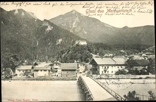 Ak Marquartstein im Chiemgau Oberbayern, Blick auf den Ort, Brücke