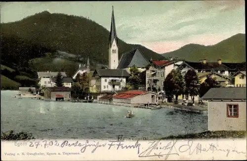 Ak Rottach Egern im Kreis Miesbach Oberbayern, Teilansicht vom Ort