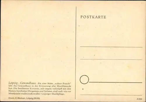 Künstler Ak Preiß, Dorette, Leipzig in Sachsen, Gewandhaus