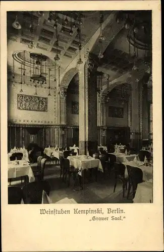 Ak Berlin Tiergarten, Weinstuben Kempinski, Blick in den Grauen Saal