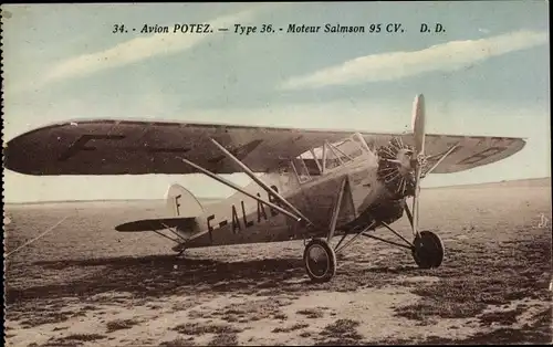 Ak Flugzeug, Avion Potez, Type 36, Moteur Salmson 95 CV