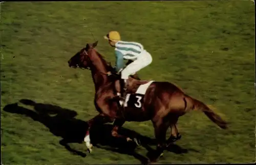 Ak Jockey zu Pferde, Pferderennsport, Freddy Head sur Bon Mot, Postillon 1967