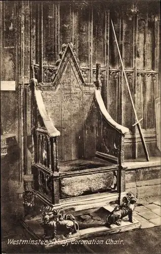 Ak City of Westminster London England, Westminster Abbey, Coronation Chair