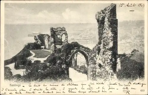 Ak Hastings East Sussex England, Castle, Ruine