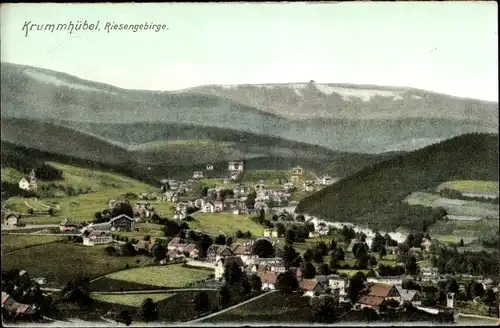 Ak Karpacz Krummhübel Riesengebirge Schlesien, Blick auf den Ort mit Umgebung
