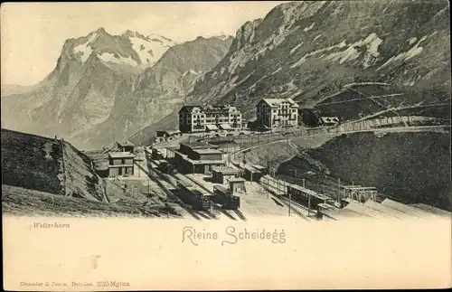 Ak Kanton Bern, Berner Oberland, Kleine Scheidegg, Wetterhorn, Bahnstation, Hotels