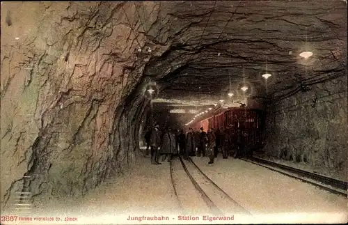 Ak Kanton Bern, Jungfraubahn, Station Eigerwand, Innenansicht