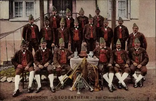 Ak Geudertheim Elsass Bas Rhin, Harmonie Bal Champetre, Musikkapelle