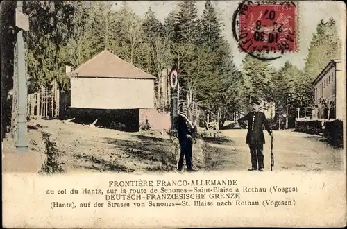 Ak Senones Sens Lothringen Vosges, Frontiere Franco Allemande, au col du Hantz, sur la route