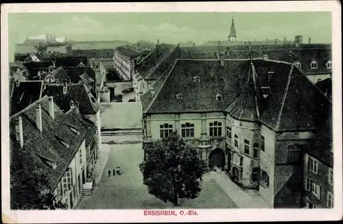 Ak Ensisheim Elsass Haut Rhin, Marktplatz, Teilansicht