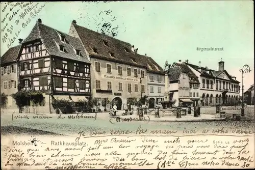 Ak Molsheim Elsass Bas Rhin, Bürgermeisteramt, Rathausplatz