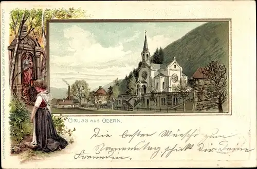 Präge Litho Oderen Odern Elsass Haut Rhin, Kirche