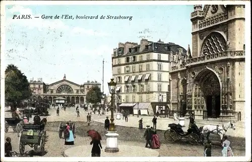 Ak Paris I, Gare l'Est, boulevard Strasbourg