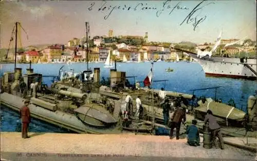 Ak Cannes Alpes Maritimes, Torpilleurs dans le Port