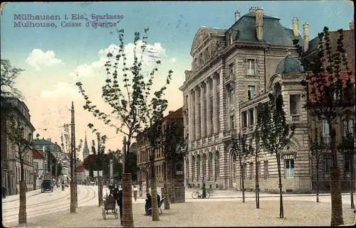 Ak Mulhouse Mülhausen Elsass Haut Rhin, Sparkasse