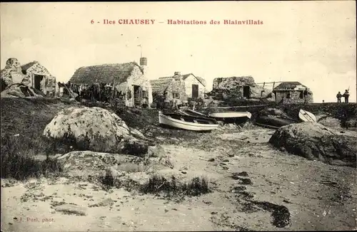 Ak Îles Chausey Manche, Habitations des Blainvillais