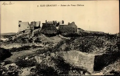 Ak Îles Chausey Manche, Ruines du Vieux Chateau