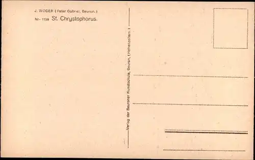 Künstler Ak Woger, J., Pater Gabriel, Beuron an der Donau Württemberg, St. Chrystophorus