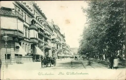 Ak Wiesbaden in Hessen, Wilhelmstraße, Pferdekutsche