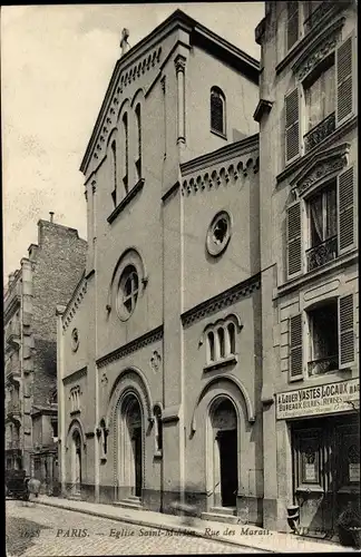 Ak Paris X, Eglise Saint Martin, Rue des Marais