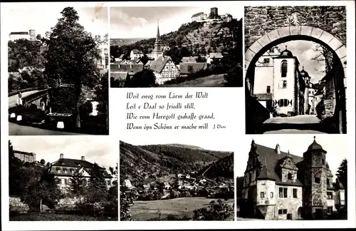 Ak Gamburg Werbach an der Tauber, Schloss Gamburg, Stadttor, Stadtansichten