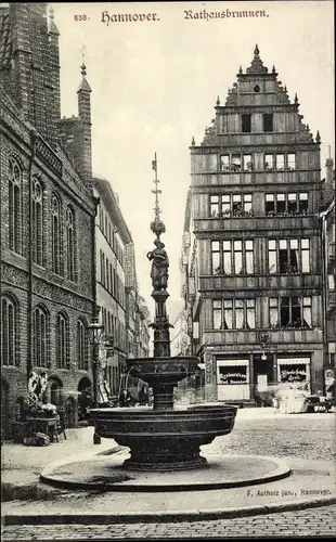 Ak Hannover in Niedersachsen, Rathausbrunnen