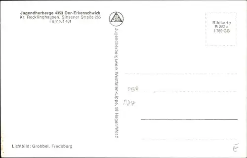 Ak Oer Erkenschwick im Ruhrgebiet, DJH Jugendherberge, Speisesaal