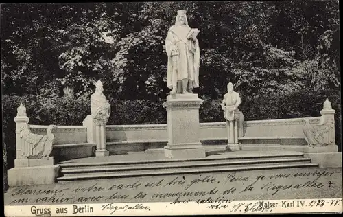 Ak Berlin Tiergarten, Denkmal Kaiser Karl IV.