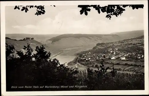 Ak Bullay an der Mosel, Blick vom Reiter Hals auf Marienburg, Mosel und Pünderich