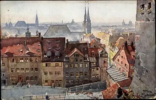 Künstler Ak Schmidt, Franz, Nürnberg in Mittelfranken, Blick von der Burg