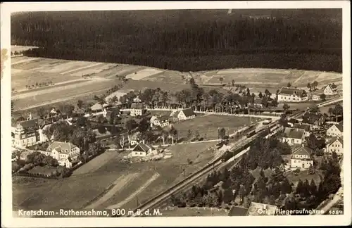 Ak Kretscham Rotensehma Sehmatal Erzgebirge, Totalansicht vom Ort, Fliegeraufnahme