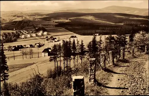 Ak Bärenstein im Erzgebirge, Blick zum Fichtelberg