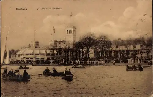 Ak Hamburg Nord Uhlenhorst, Bootspartie am Fährhaus