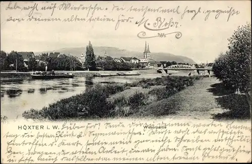 Ak Höxter an der Weser, Weserpartie, Brücke