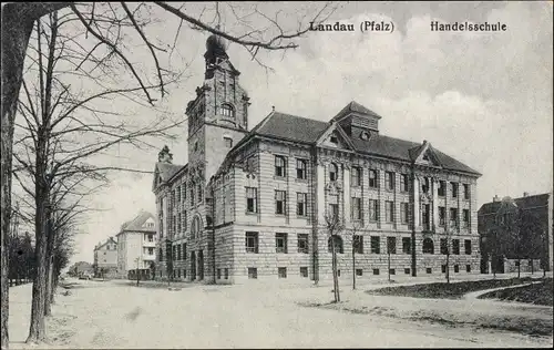 Ak Landau in der Pfalz, Handelsschule