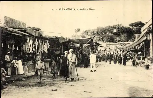 Ak Alexandria Ägypten, Arabian Bazar, Marktszene