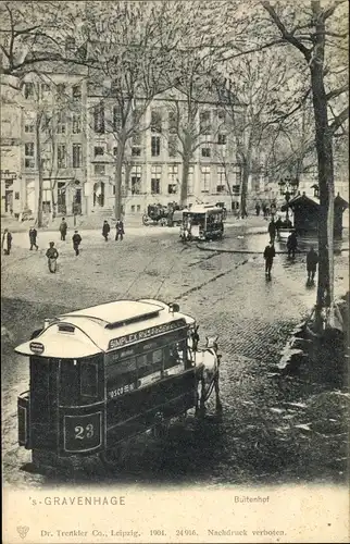 Ak 's Gravenhage Den Haag Südholland, Buitenhof, Pferdebahnen, Passanten