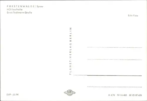 Ak Fürstenwalde an der Spree, HO-Kaufhalle, Ernst Thälmann-Straße