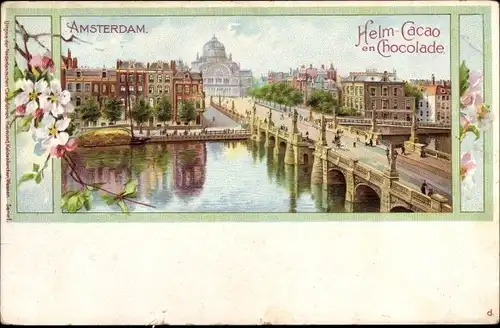 Litho Amsterdam Nordholland Niederlande, Stadtansicht, Helm-Cacao en Chocolande