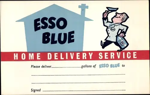 Ak Esso Blue, Home Delivery Service, Werbung, Lieferung