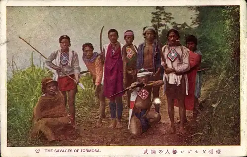 Ak The Savages of Eormosa, Asiatische Volkstypen